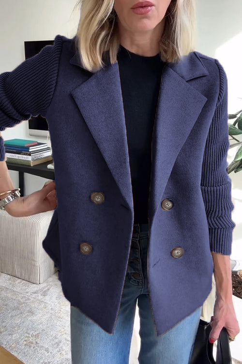 SORELLEâ„¢ - Elegant Knit-Sleeve Blazer
