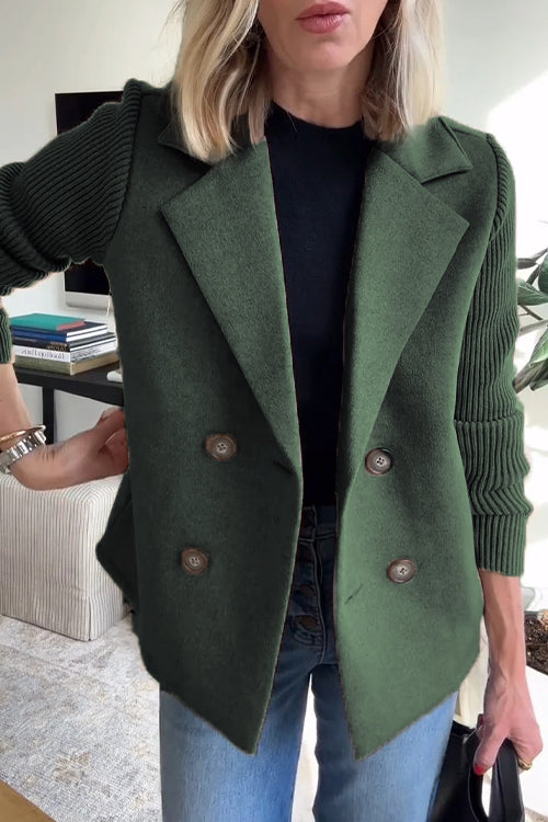 SORELLEâ„¢ - Elegant Knit-Sleeve Blazer