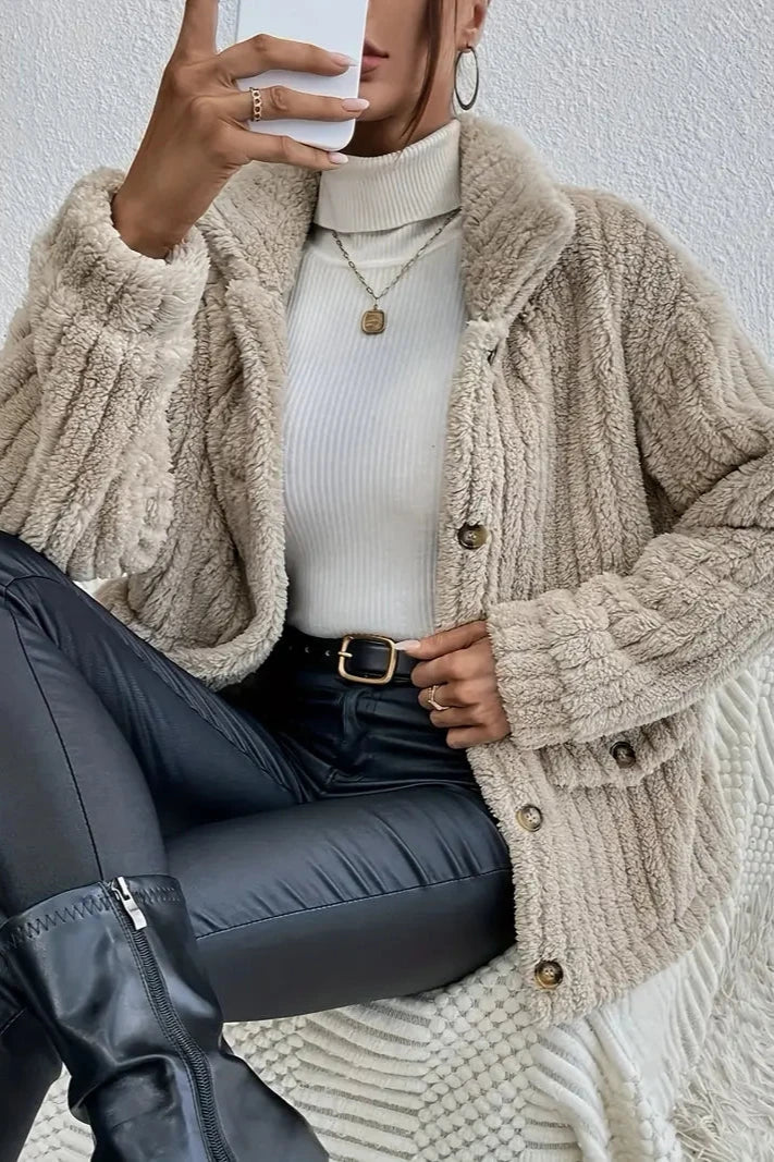 NOVAâ„¢ | Double-Sided Velvet Button Cardigan
