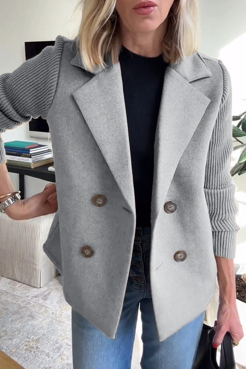 SORELLEâ„¢ - Elegant Knit-Sleeve Blazer