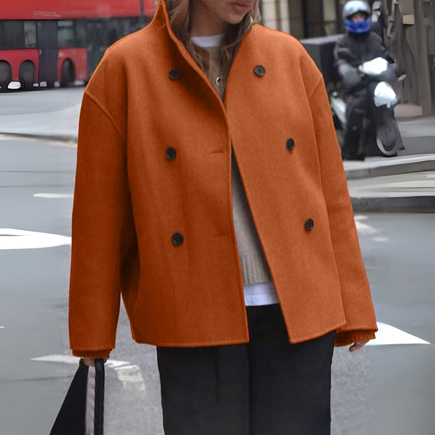 BINIâ„¢ - Cozy Long Sleeve Stand Collar Coat
