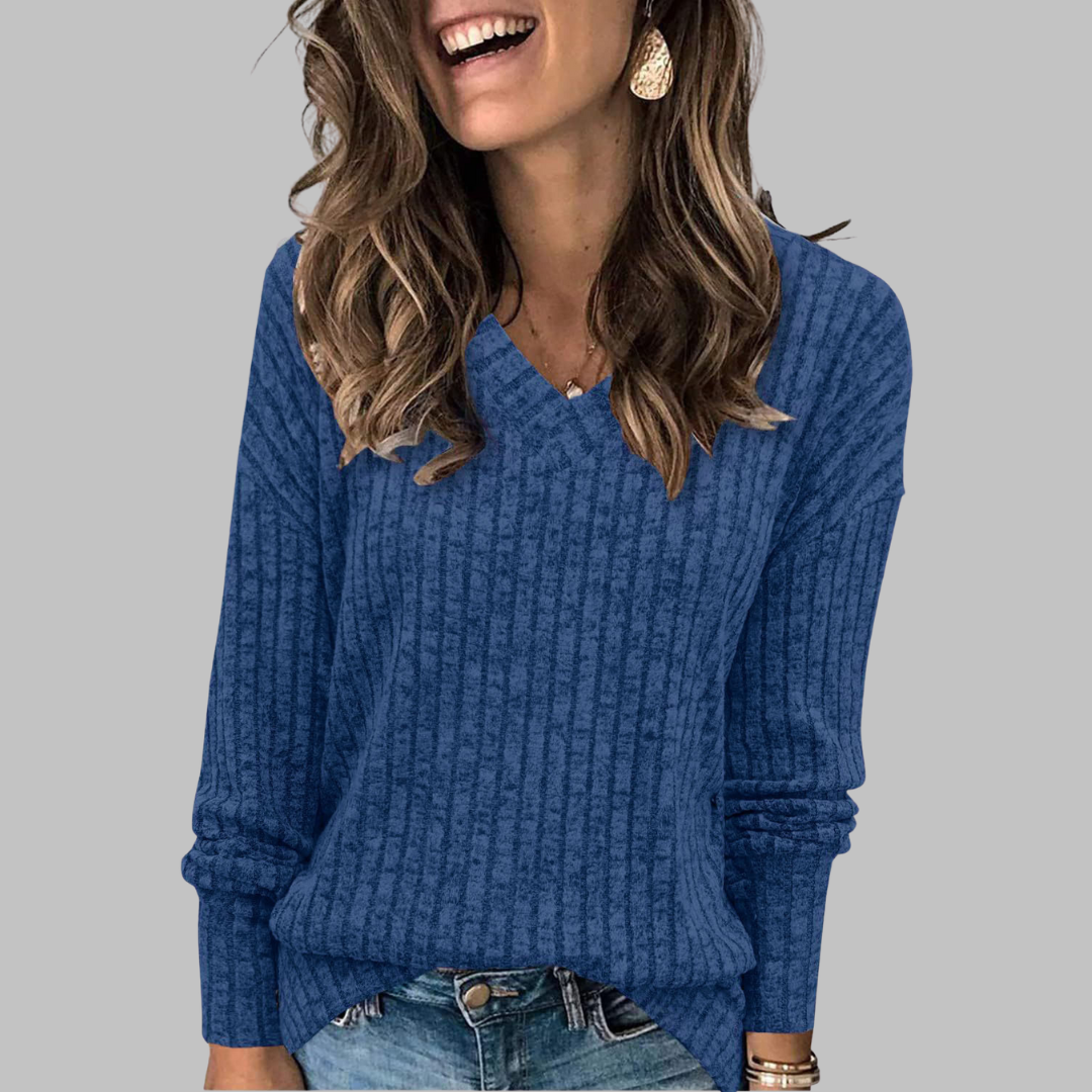 DERIâ„¢ - Comfy V-Neck Long Sleeve Top