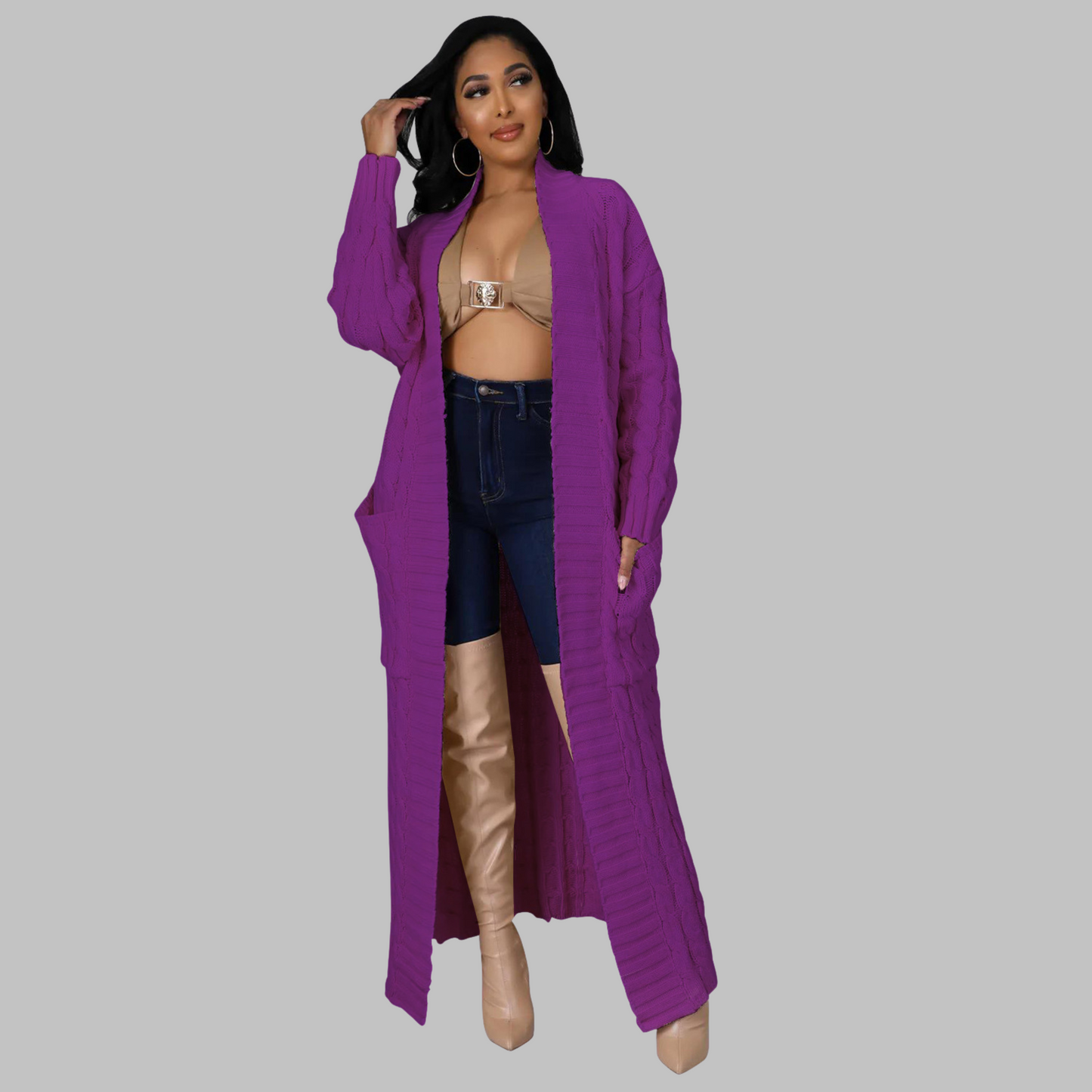 JACKIEâ„¢ - Casual Long-Sleeve Long Cardigan