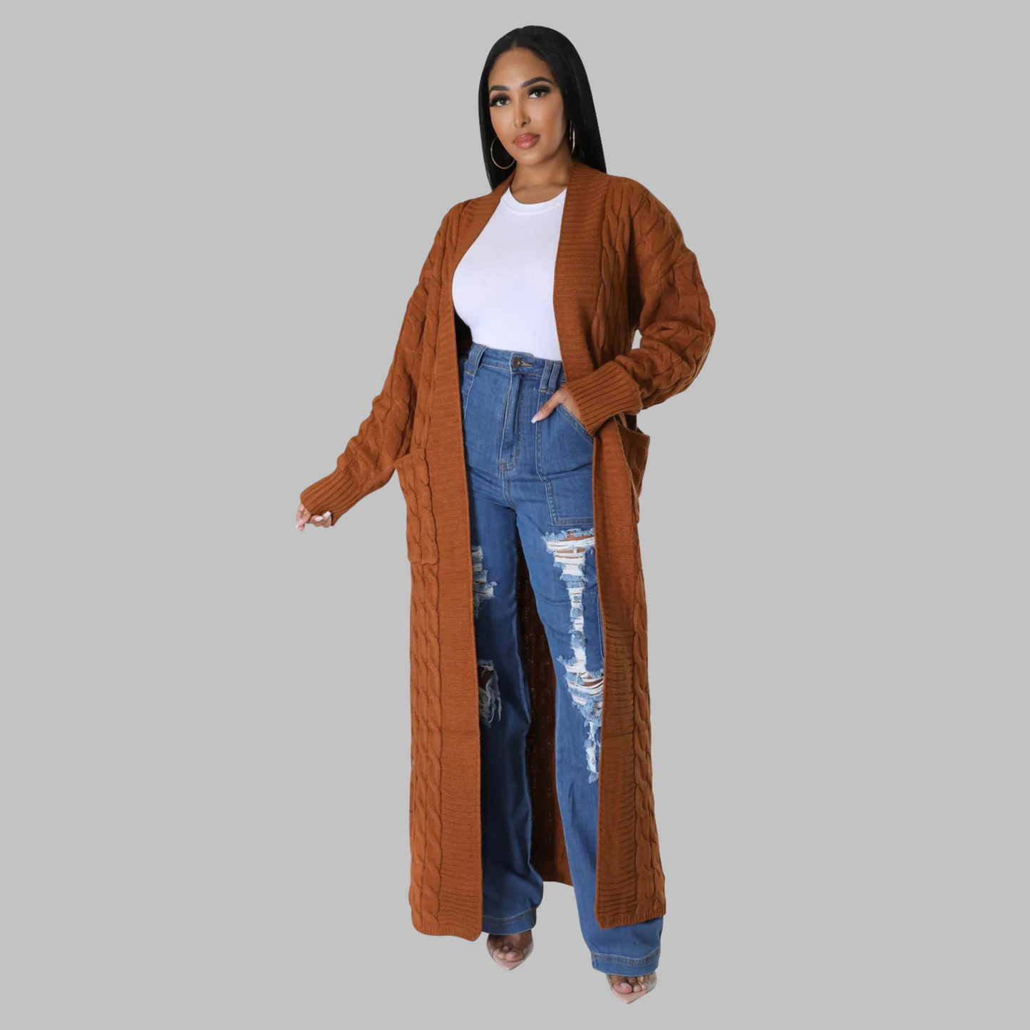 JACKIEâ„¢ - Casual Long-Sleeve Long Cardigan