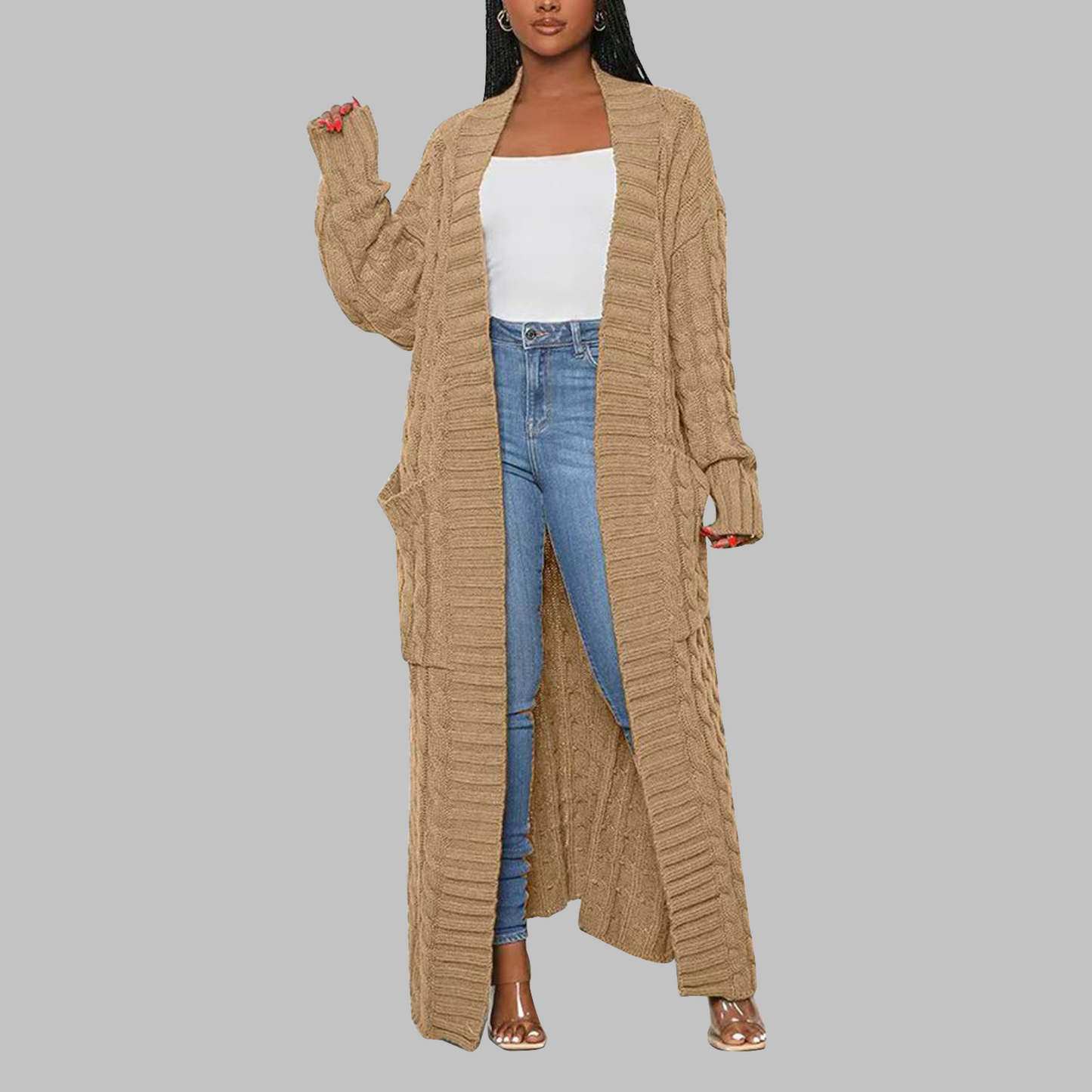 JACKIEâ„¢ - Casual Long-Sleeve Long Cardigan