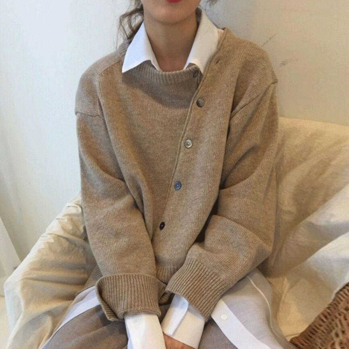 ALYCIAâ„¢ - Asymmetric Button Cardigan