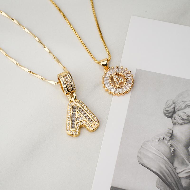 AISHAâ„¢ - Elegant 2-Pack Initial Letter Pendant Necklaces