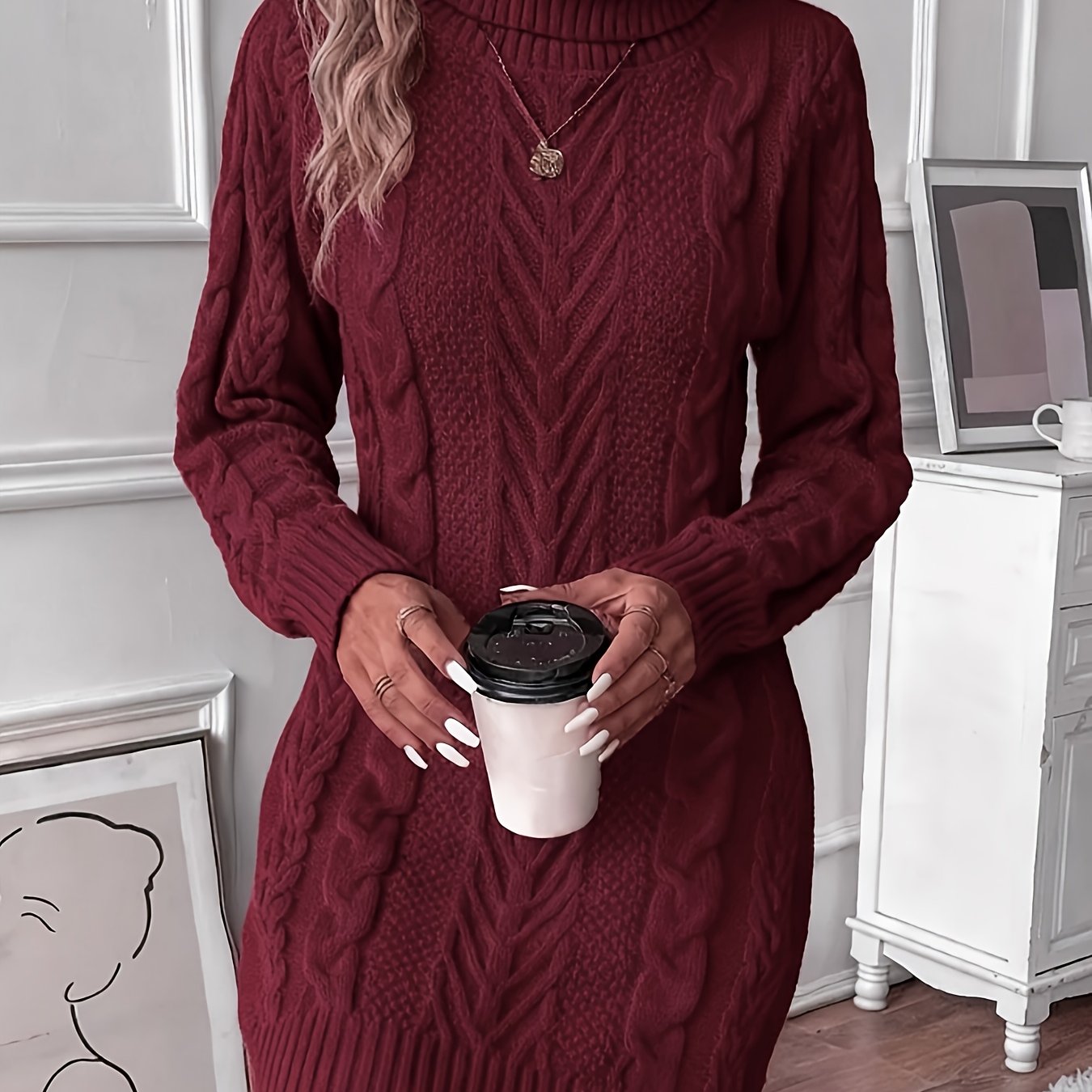 Althea™ | Cable-Knit High-Neck Sweater Dress