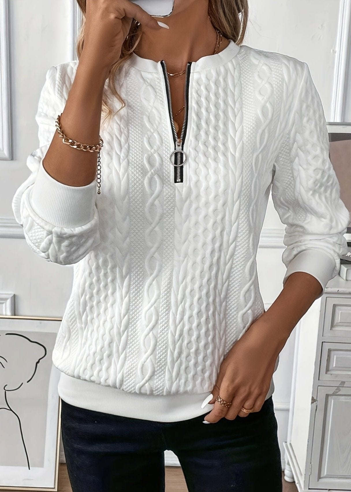 EMMAâ„¢ | Elegant Quarter-Zip Sweater