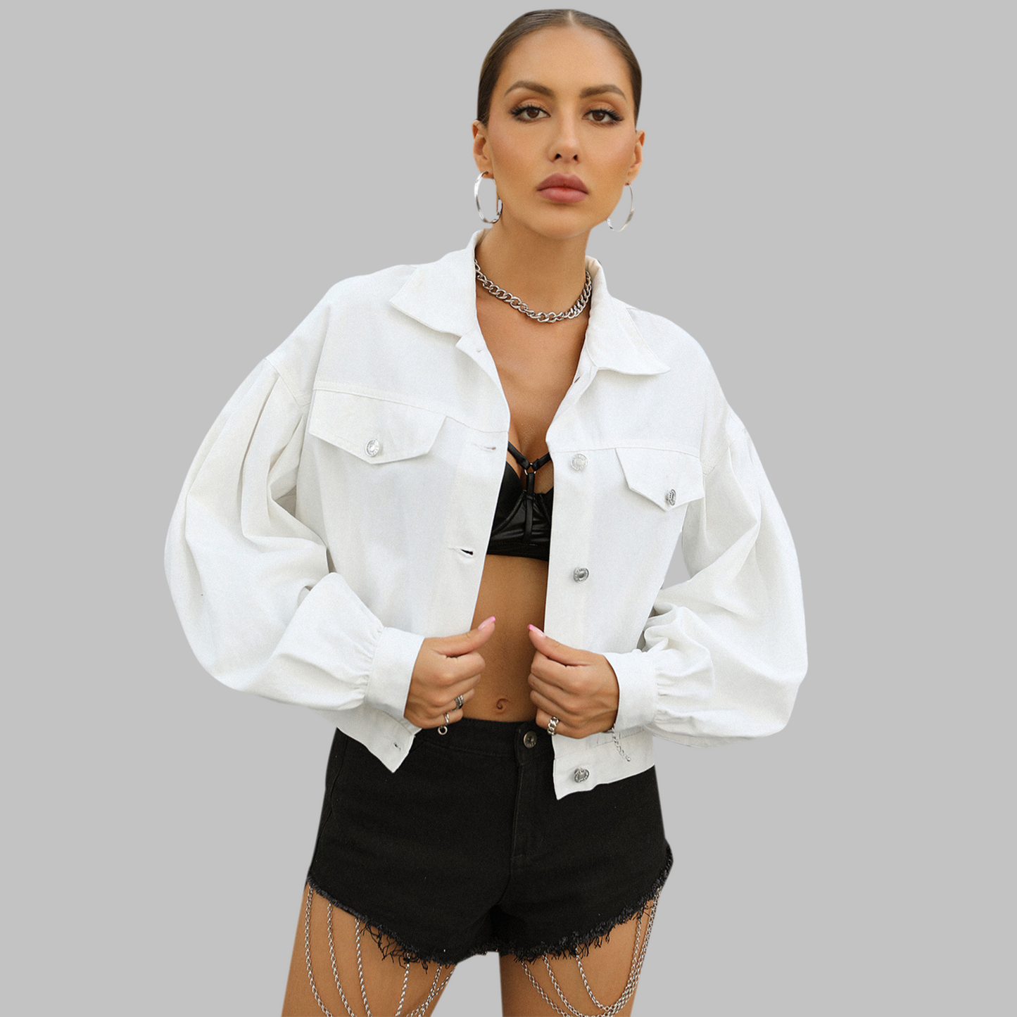 HEILAâ„¢ - Casual Long Sleeve Button Down Jacket