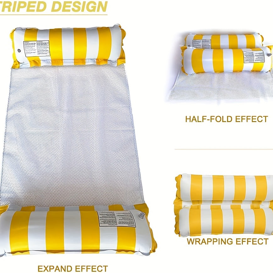 Kleurrijke 4-in-1 Draagbare Waterhangmat voor Volwassenen - Veelzijdige PVC Zwembad Drijver met Zadel, Loungestoel en Drifter Functies, Ideaal voor Reizen & Familie Zwemtijd
