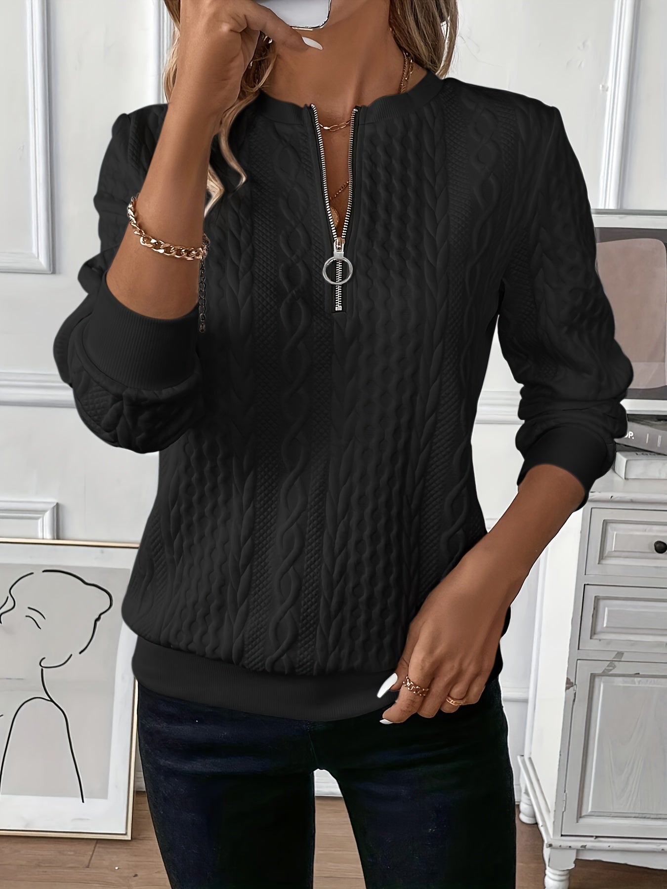 EMMAâ„¢ | Elegant Quarter-Zip Sweater
