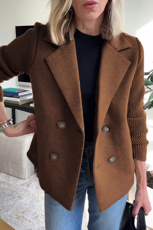 SORELLEâ„¢ - Elegant Knit-Sleeve Blazer