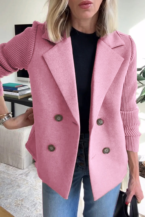 SORELLEâ„¢ - Elegant Knit-Sleeve Blazer