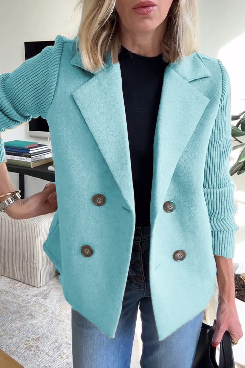 SORELLEâ„¢ - Elegant Knit-Sleeve Blazer
