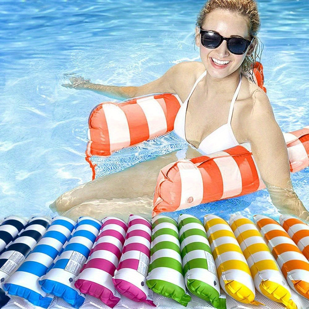 Kleurrijke 4-in-1 Draagbare Waterhangmat voor Volwassenen - Veelzijdige PVC Zwembad Drijver met Zadel, Loungestoel en Drifter Functies, Ideaal voor Reizen & Familie Zwemtijd