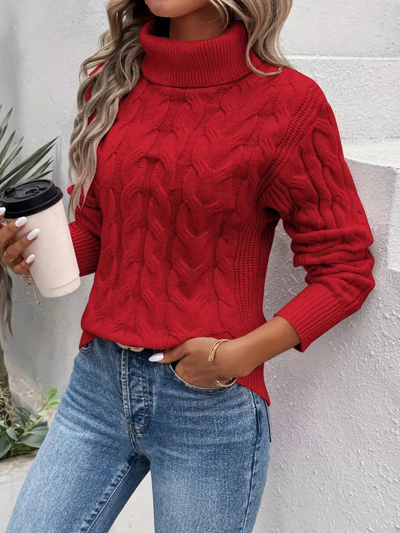 MAIKAâ„¢ - Cable Knit Turtleneck Sweater