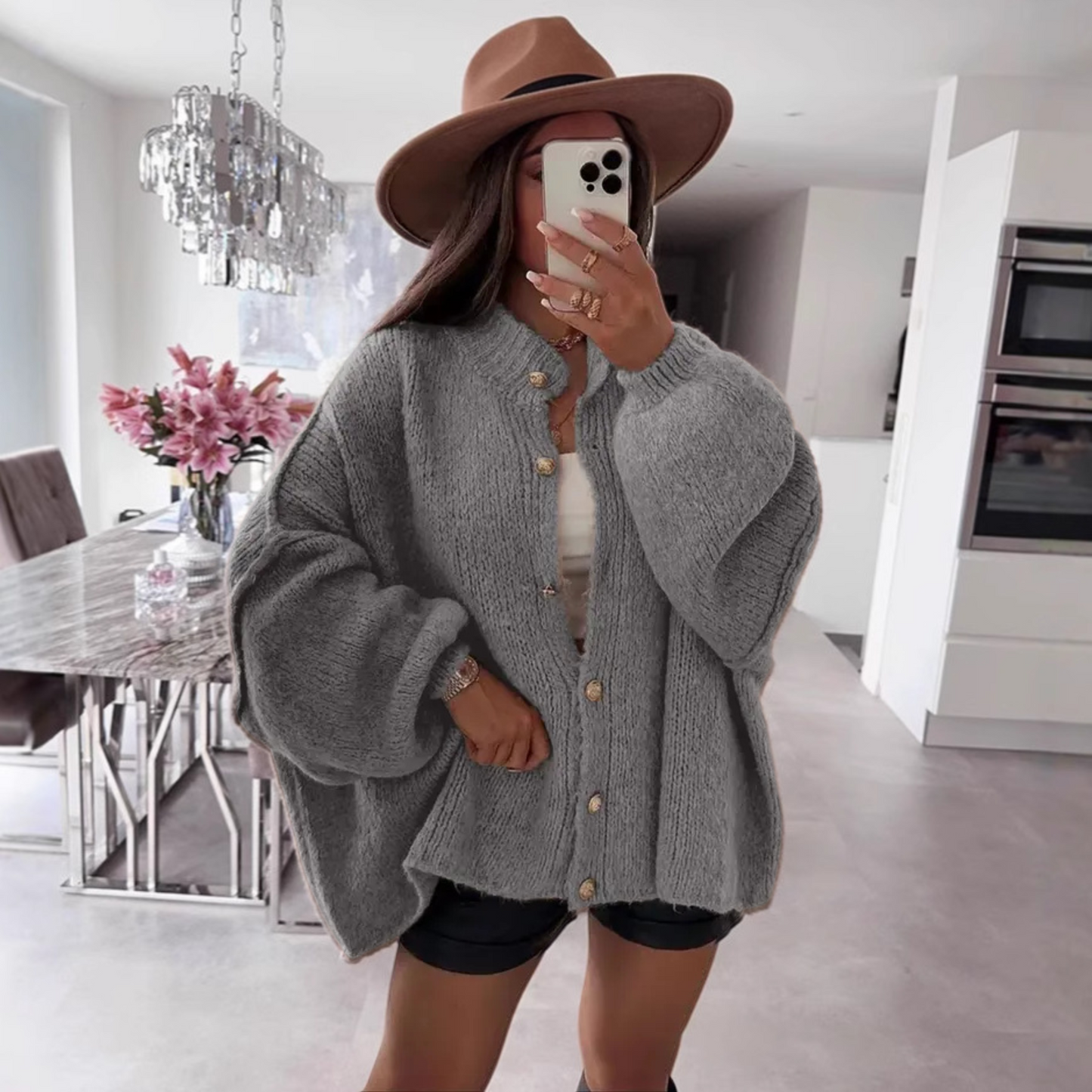 VANDANAâ„¢ - Classic Button-Down Long Sleeve Cardigan