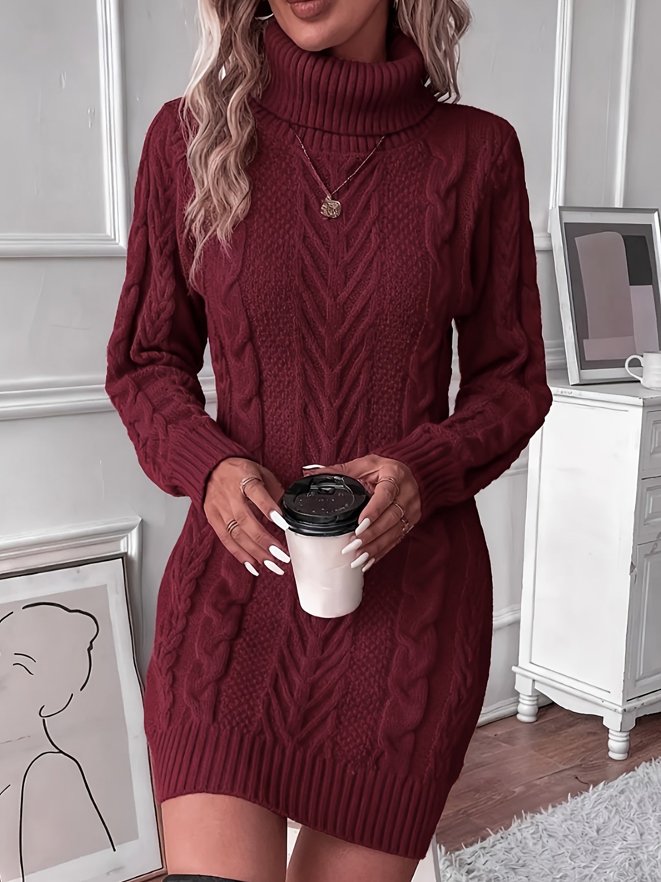 Althea™ | Cable-Knit High-Neck Sweater Dress