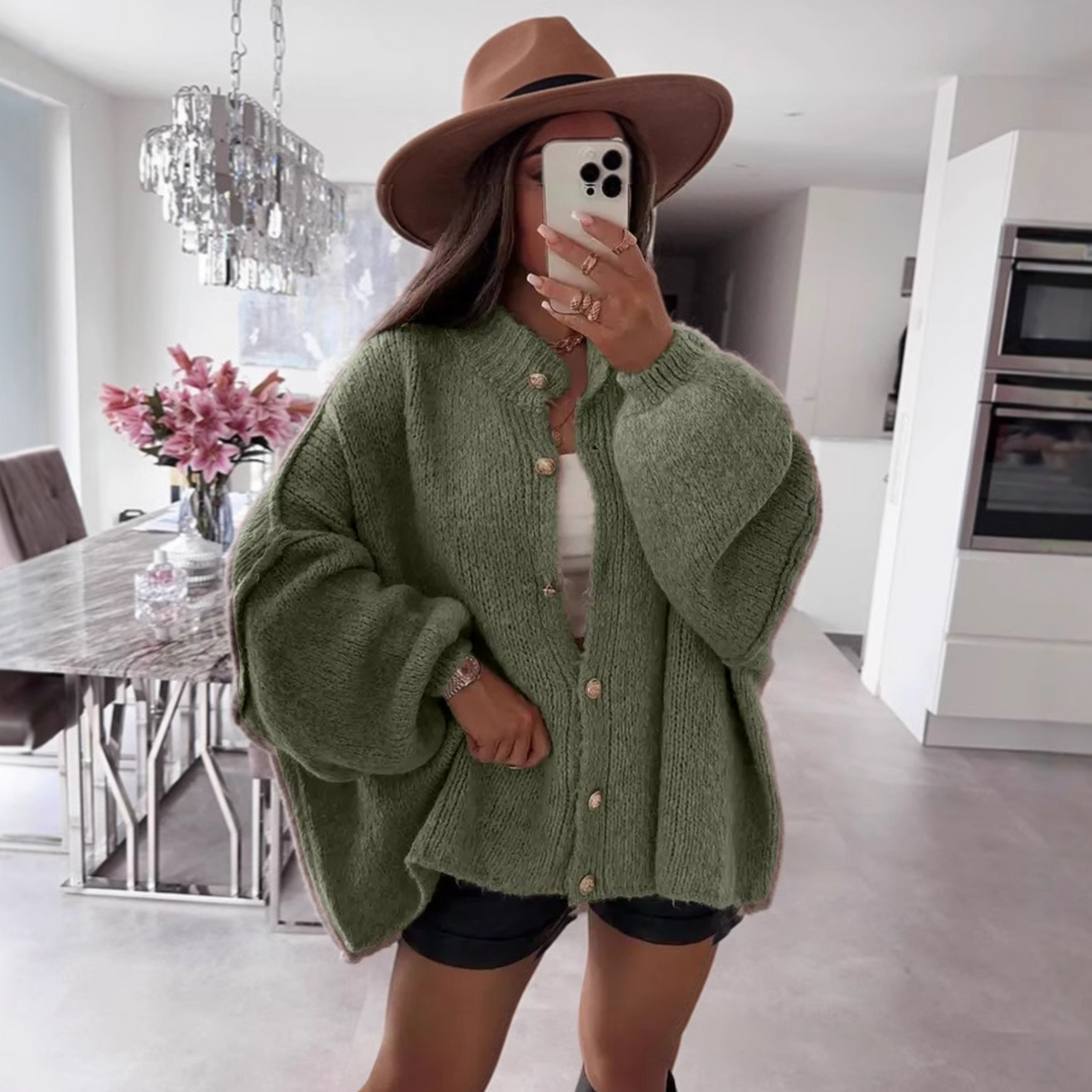 VANDANAâ„¢ - Classic Button-Down Long Sleeve Cardigan