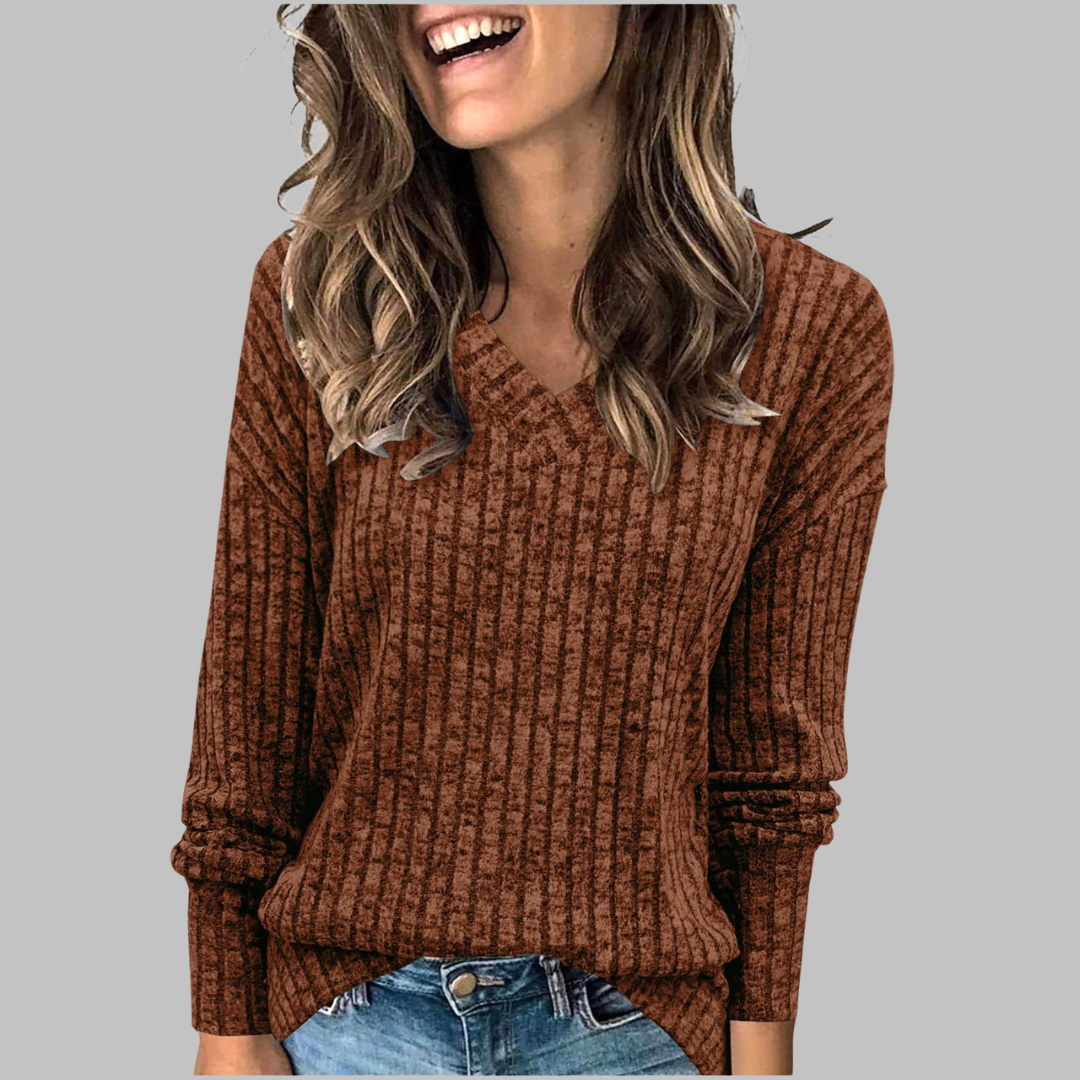 DERIâ„¢ - Comfy V-Neck Long Sleeve Top