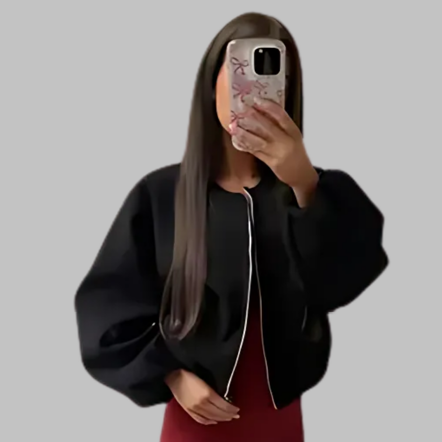 DHANEâ„¢ - Chic Long Sleeve Zipper Crop Top Jacket