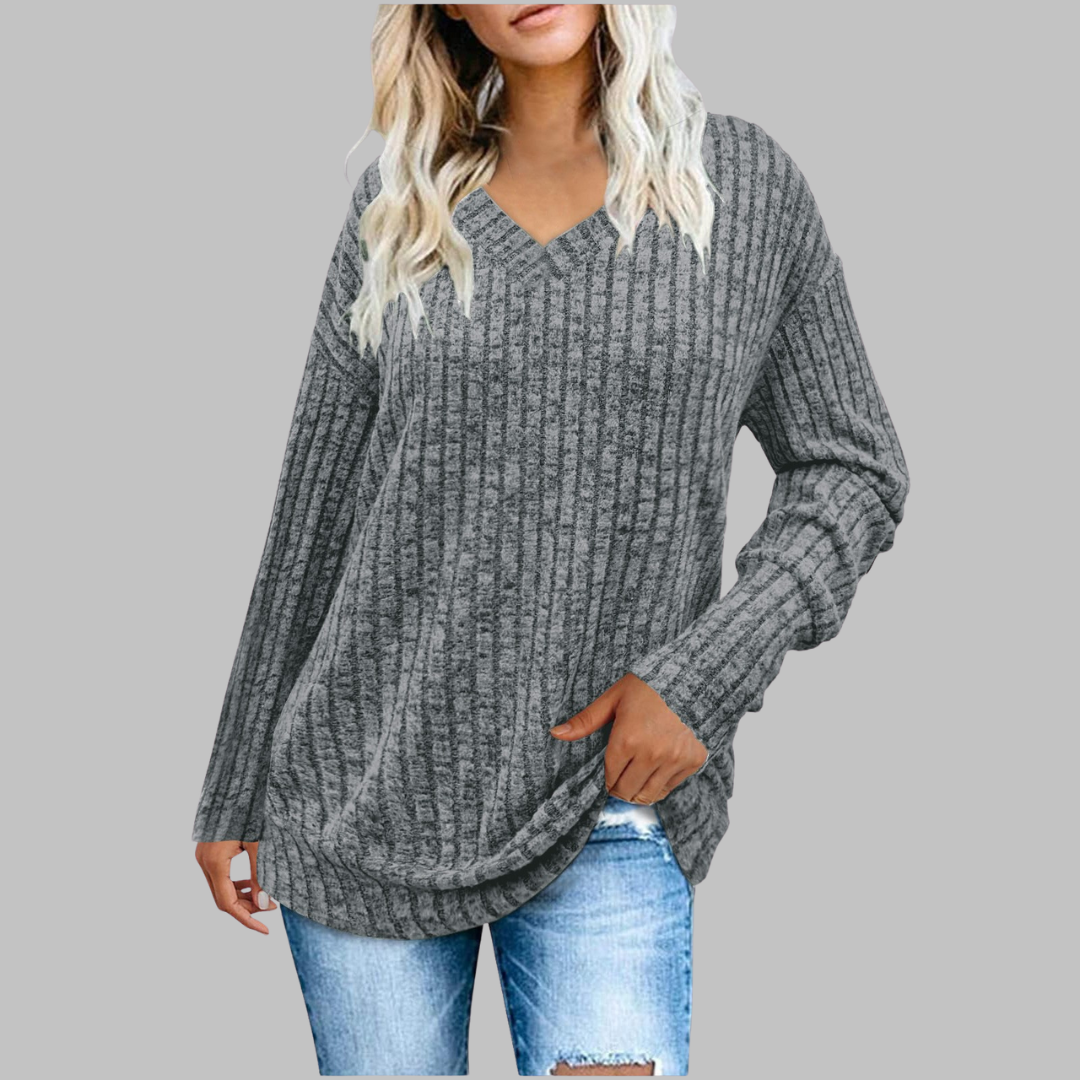 DERIâ„¢ - Comfy V-Neck Long Sleeve Top