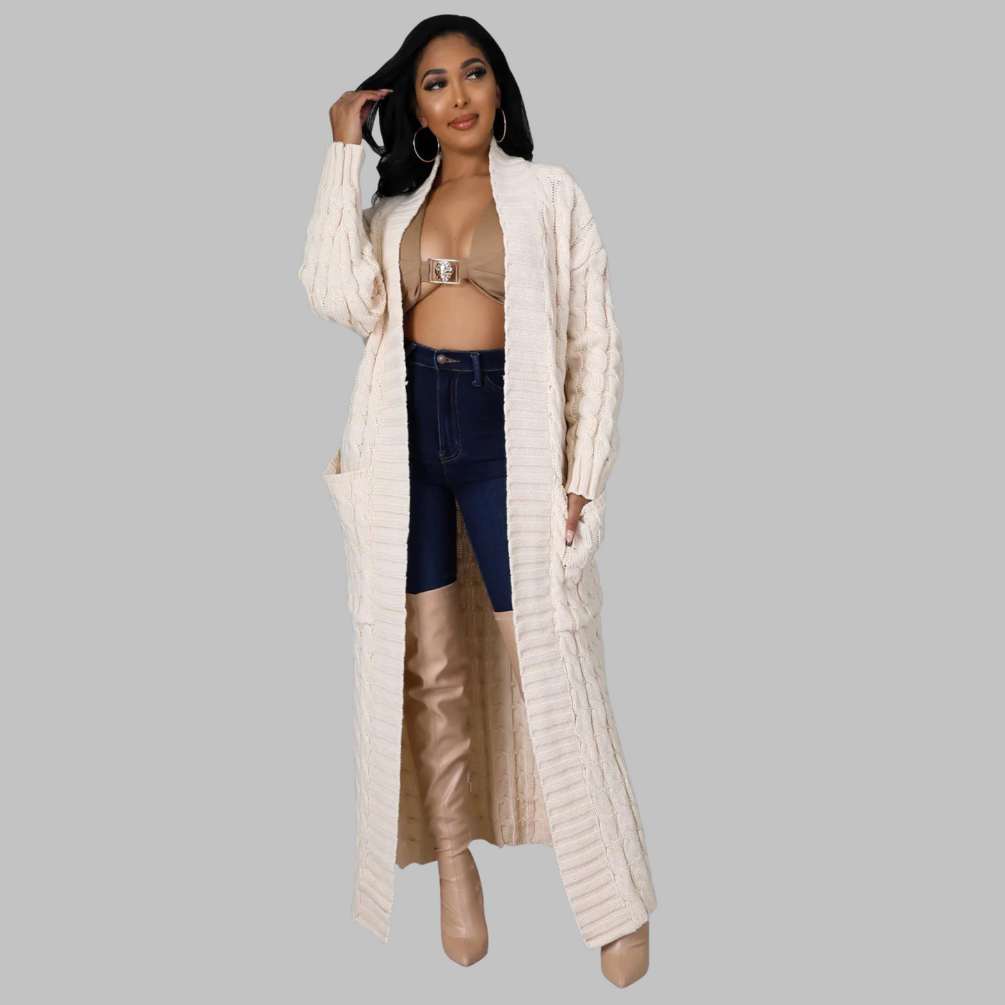 JACKIEâ„¢ - Casual Long-Sleeve Long Cardigan