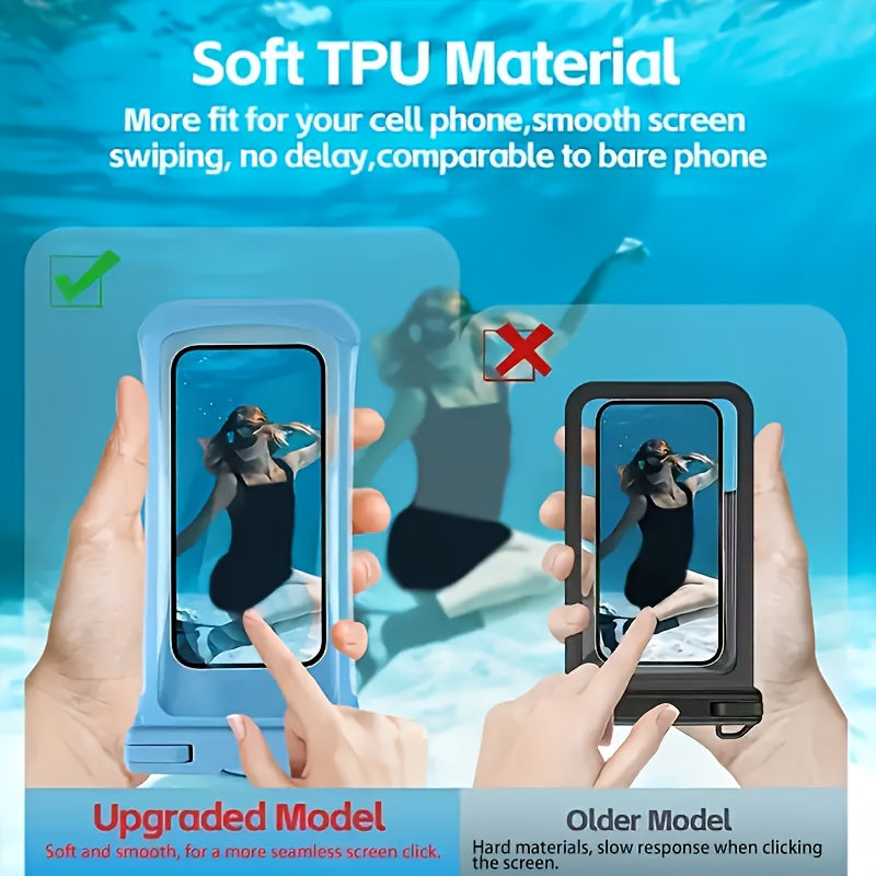 1/2/4 stuks Nieuwe IP65 Waterdichte Luchtkussen Drijvende Vierkleurige Versterkte Waterdichte Tas Geschikt voor 8-inch Telefoons, Droogzak Ideaal voor Strandcruises op Regenachtige Dagen