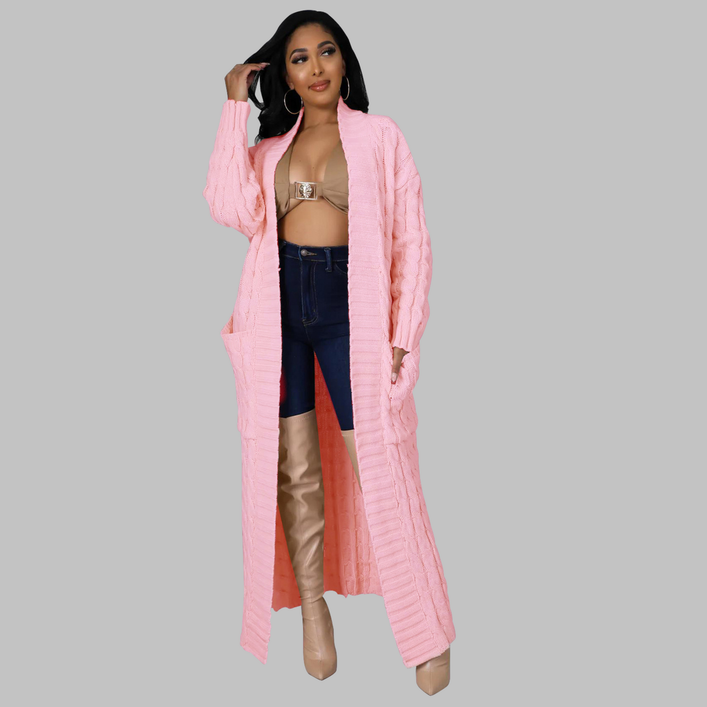 JACKIEâ„¢ - Casual Long-Sleeve Long Cardigan