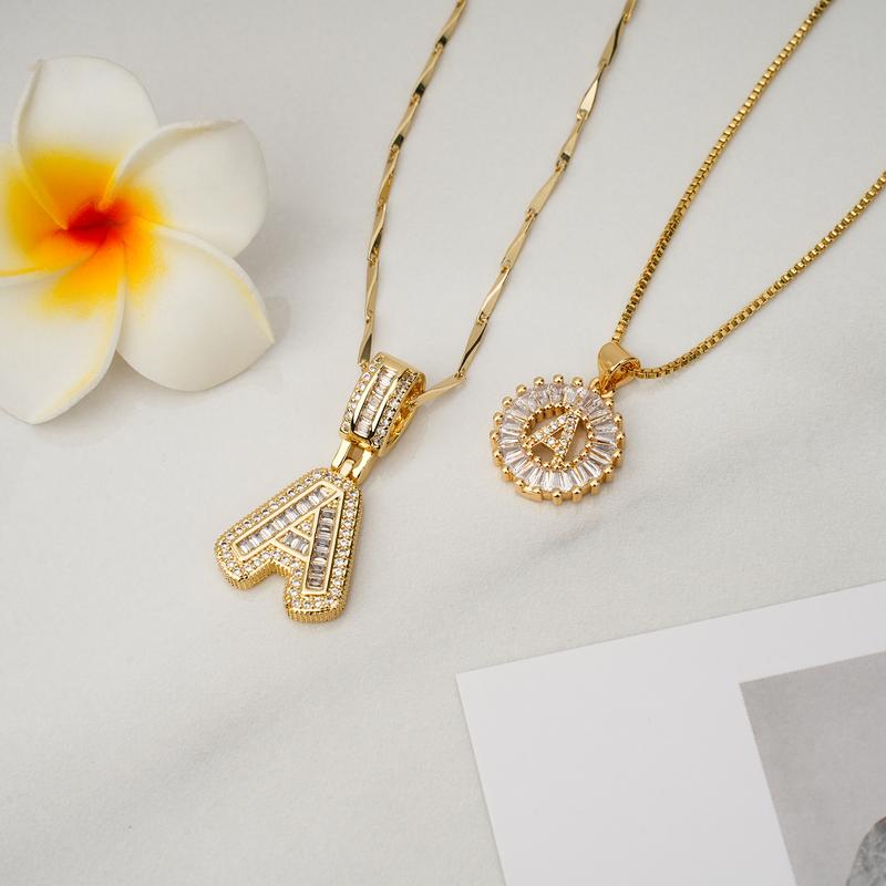 AISHAâ„¢ - Elegant 2-Pack Initial Letter Pendant Necklaces