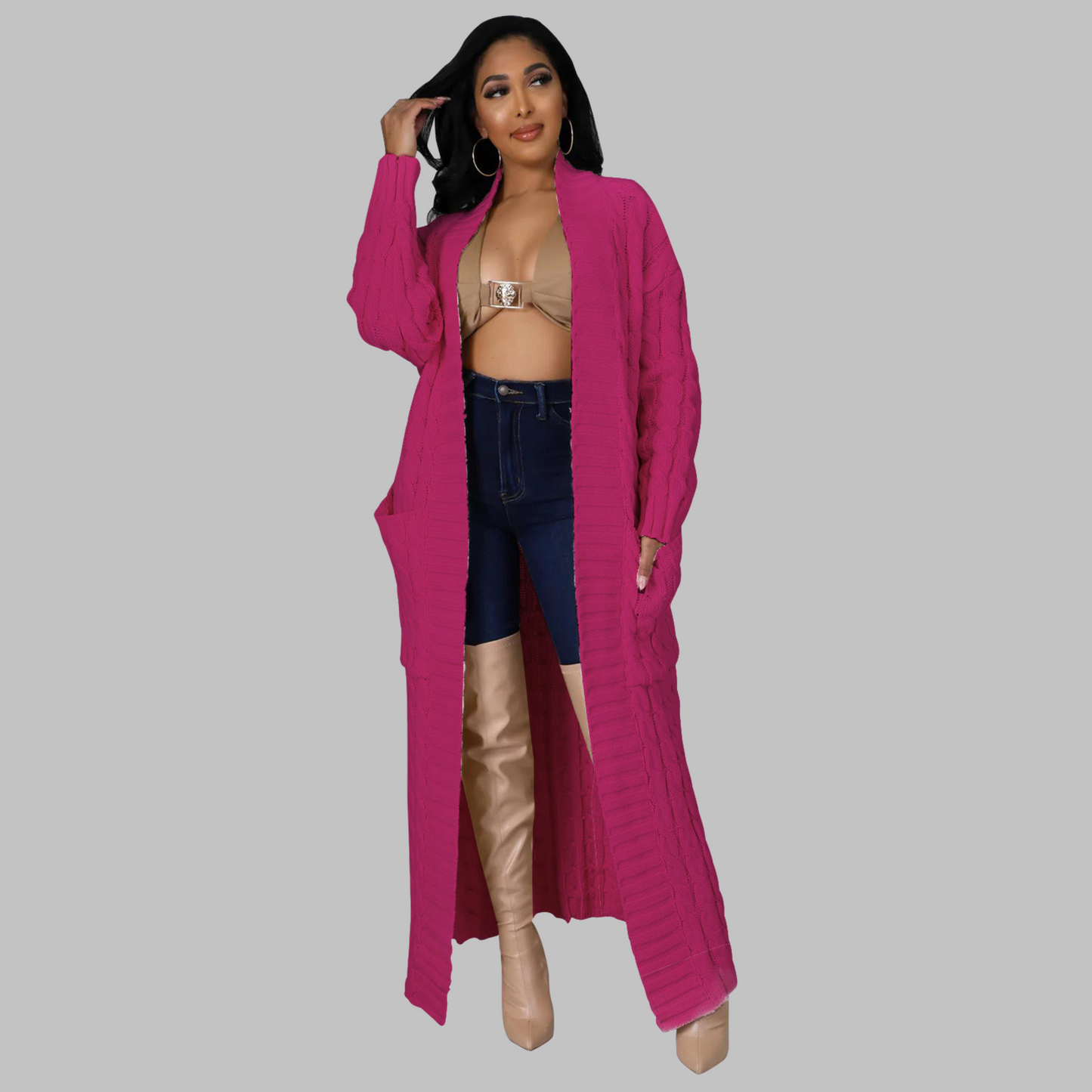 JACKIEâ„¢ - Casual Long-Sleeve Long Cardigan