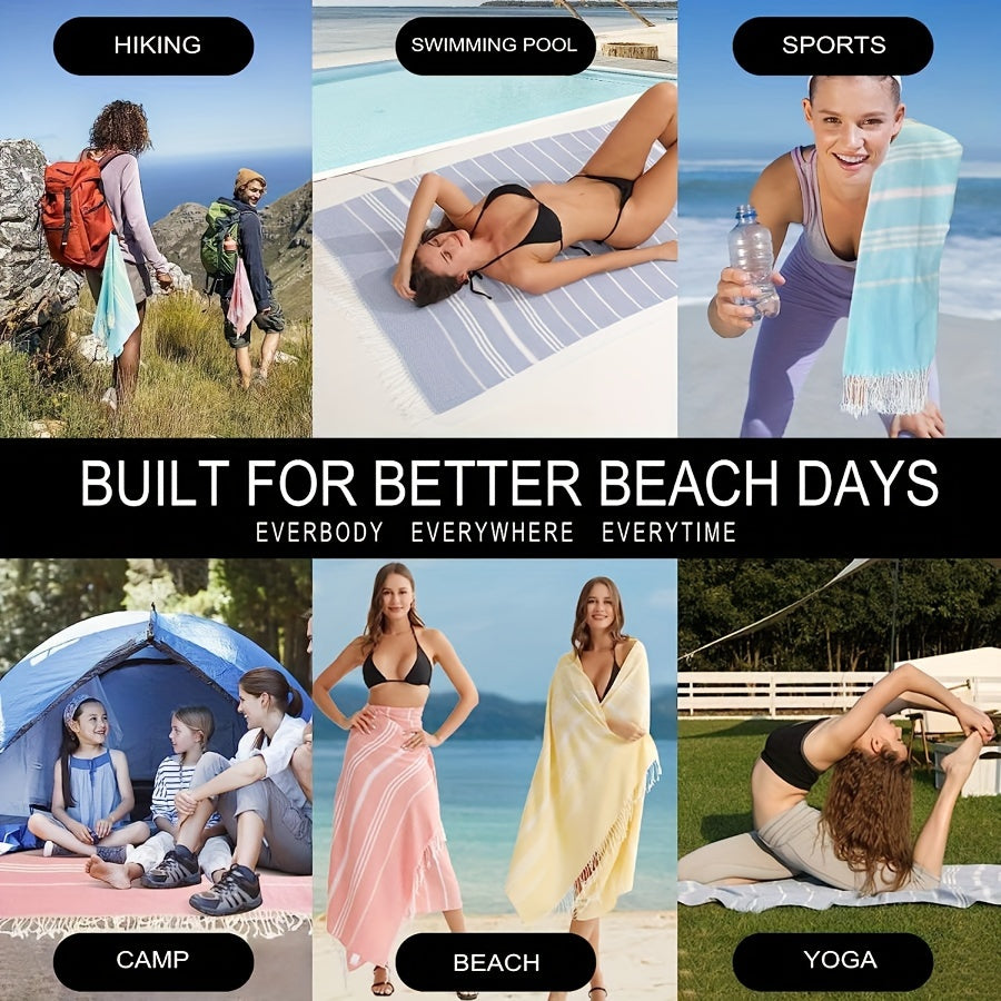 Extra Grote Turkse Strandhanddoek - Gestreept, Lichtgewicht & Sneldrogend voor Zwembad, Zwemmen, Reizen & Kamperen - Boho Stijl, Hoge Kleurvastheid