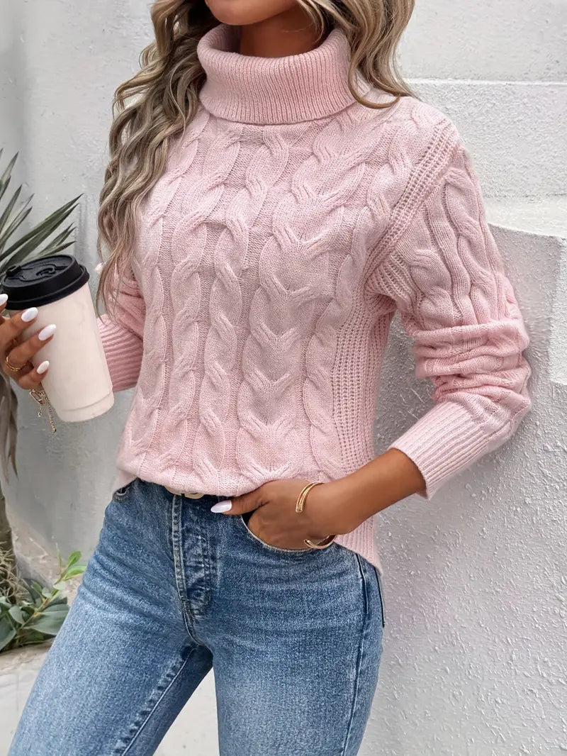 MAIKAâ„¢ - Cable Knit Turtleneck Sweater