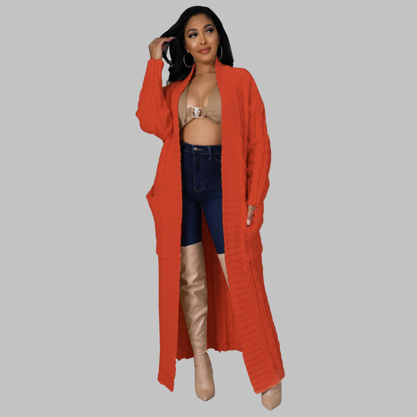 JACKIEâ„¢ - Casual Long-Sleeve Long Cardigan
