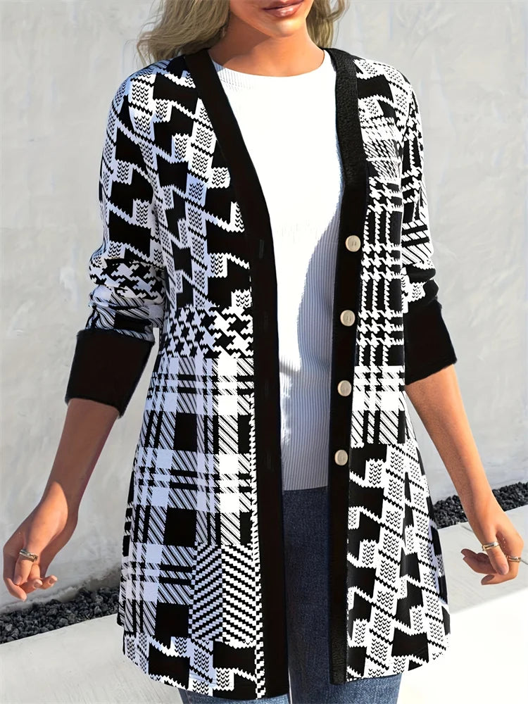 LEONAâ„¢ | Sleek Geo-Print Cardigan