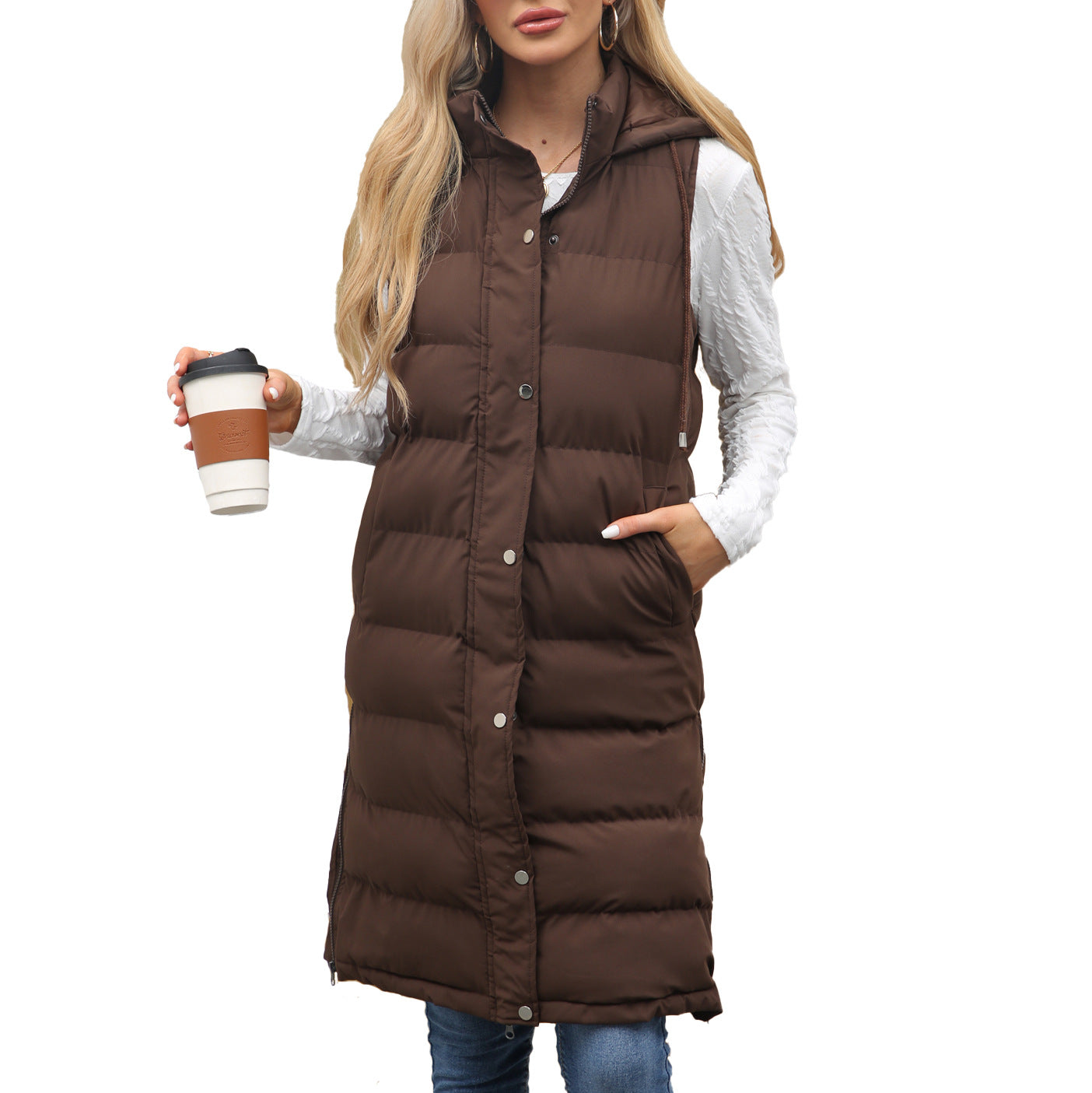 KUTSARAâ„¢ - Casual Sleeveless Hooded Long Vest