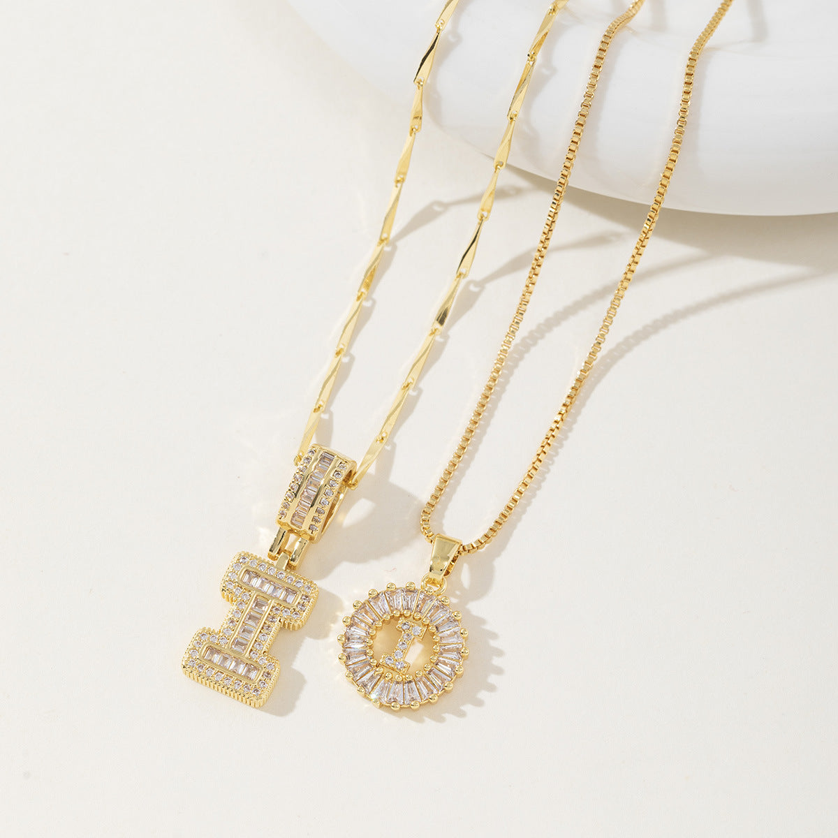 AISHAâ„¢ - Elegant 2-Pack Initial Letter Pendant Necklaces