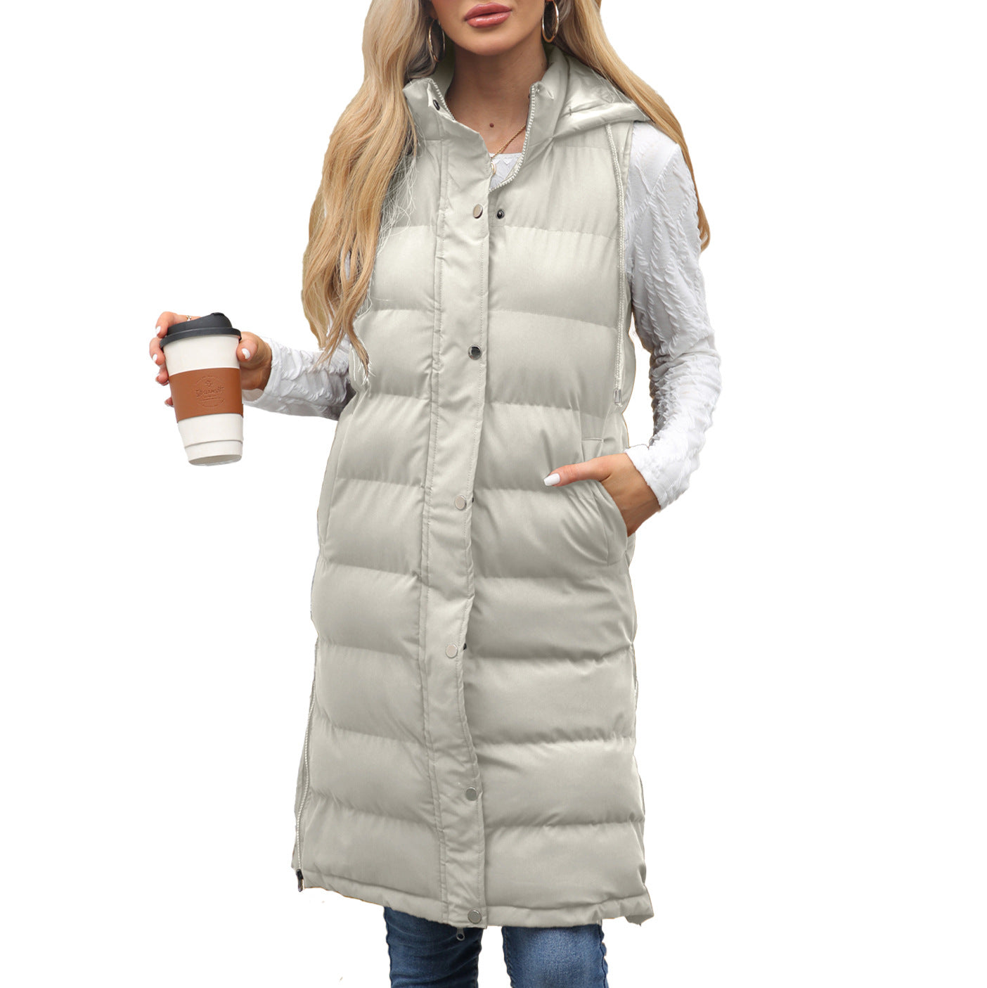 KUTSARAâ„¢ - Casual Sleeveless Hooded Long Vest