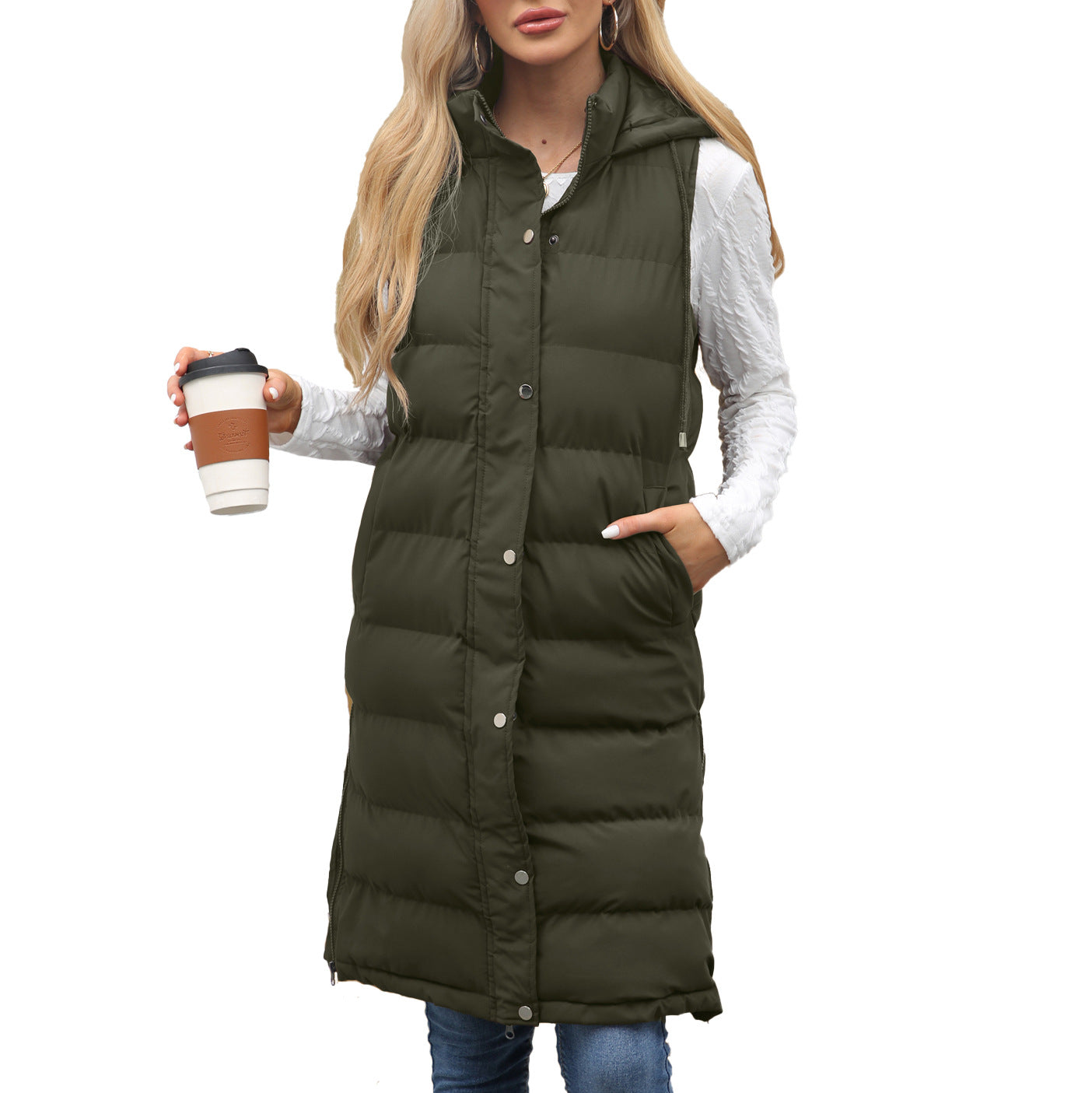KUTSARAâ„¢ - Casual Sleeveless Hooded Long Vest