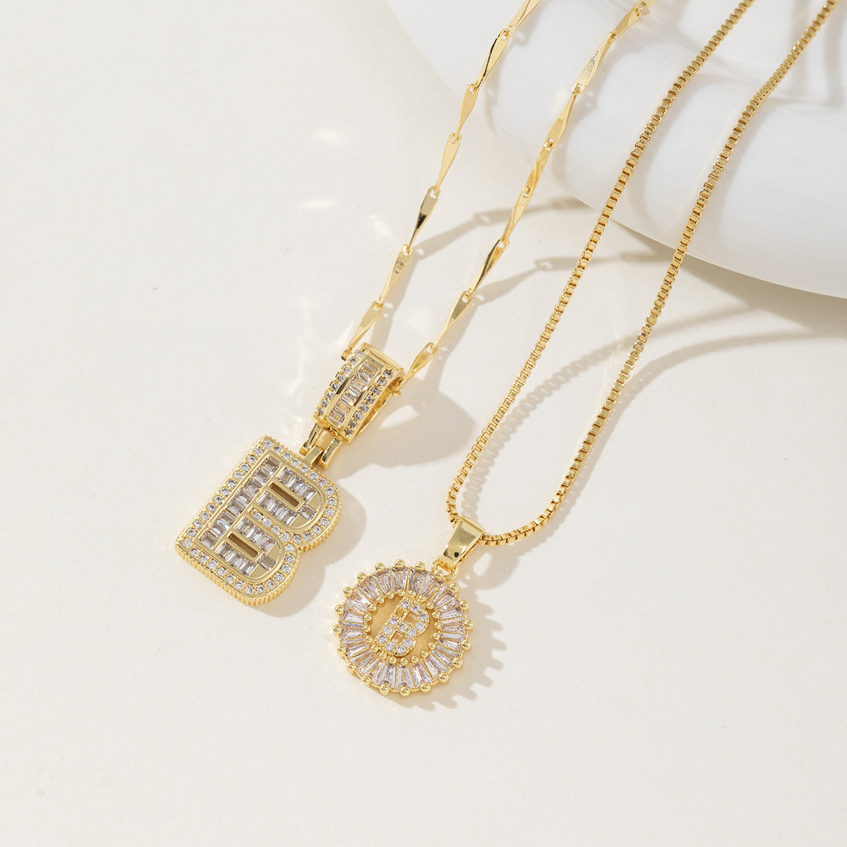 AISHAâ„¢ - Elegant 2-Pack Initial Letter Pendant Necklaces