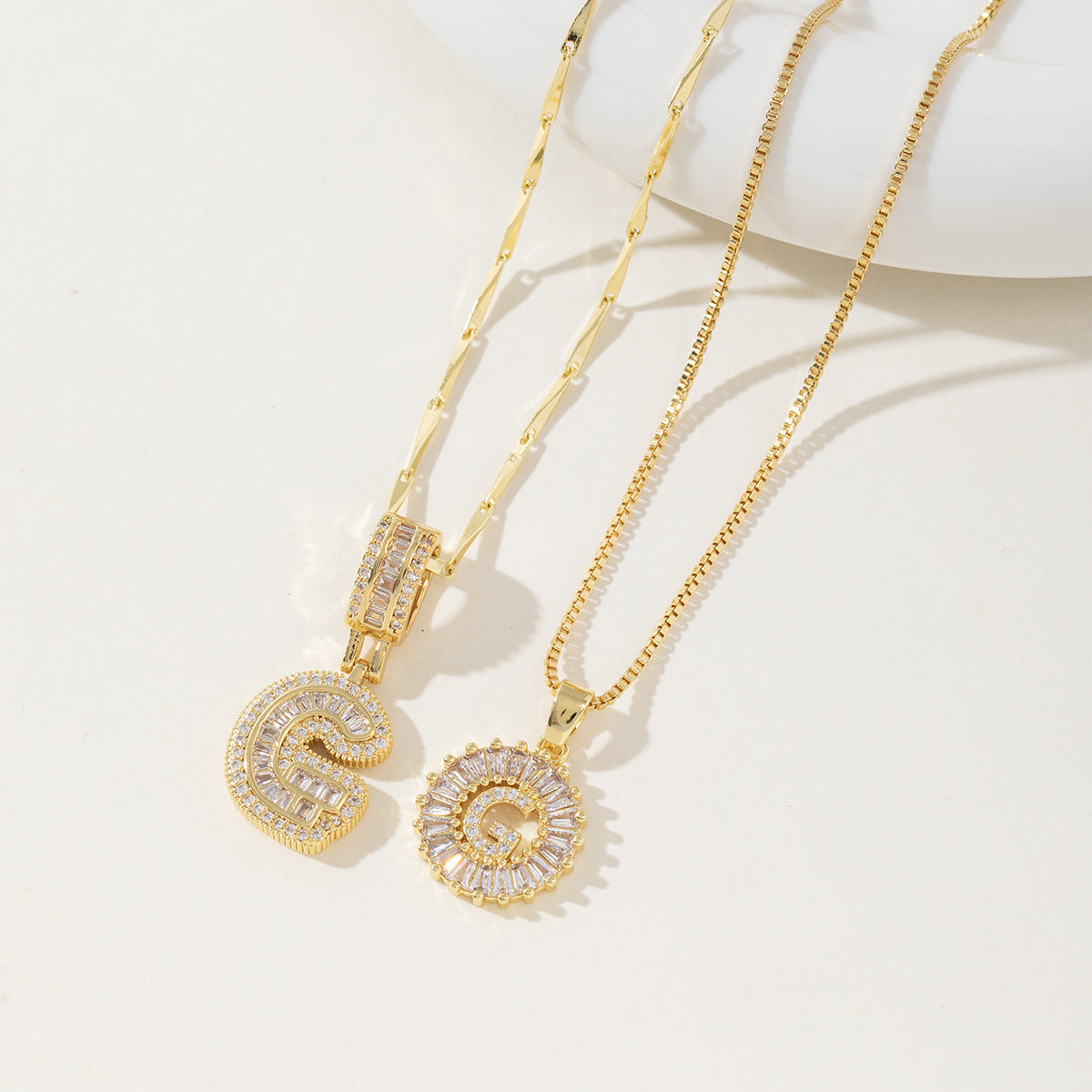 AISHAâ„¢ - Elegant 2-Pack Initial Letter Pendant Necklaces