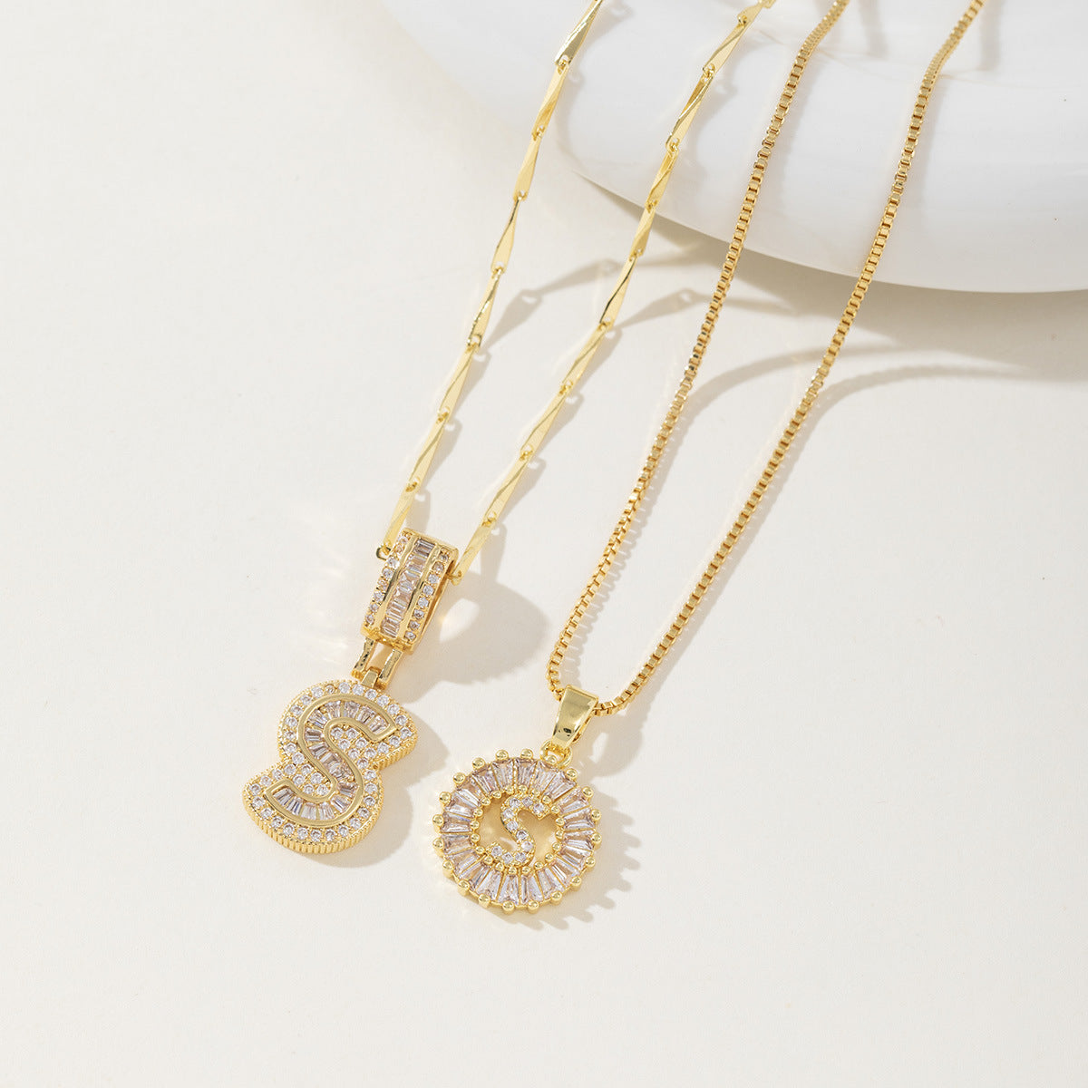 AISHAâ„¢ - Elegant 2-Pack Initial Letter Pendant Necklaces