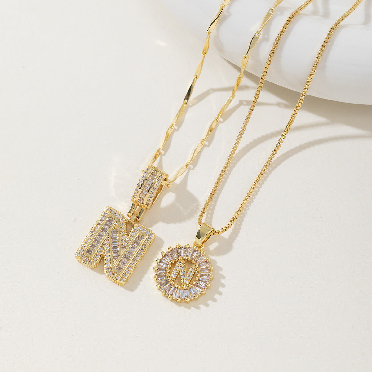 AISHAâ„¢ - Elegant 2-Pack Initial Letter Pendant Necklaces
