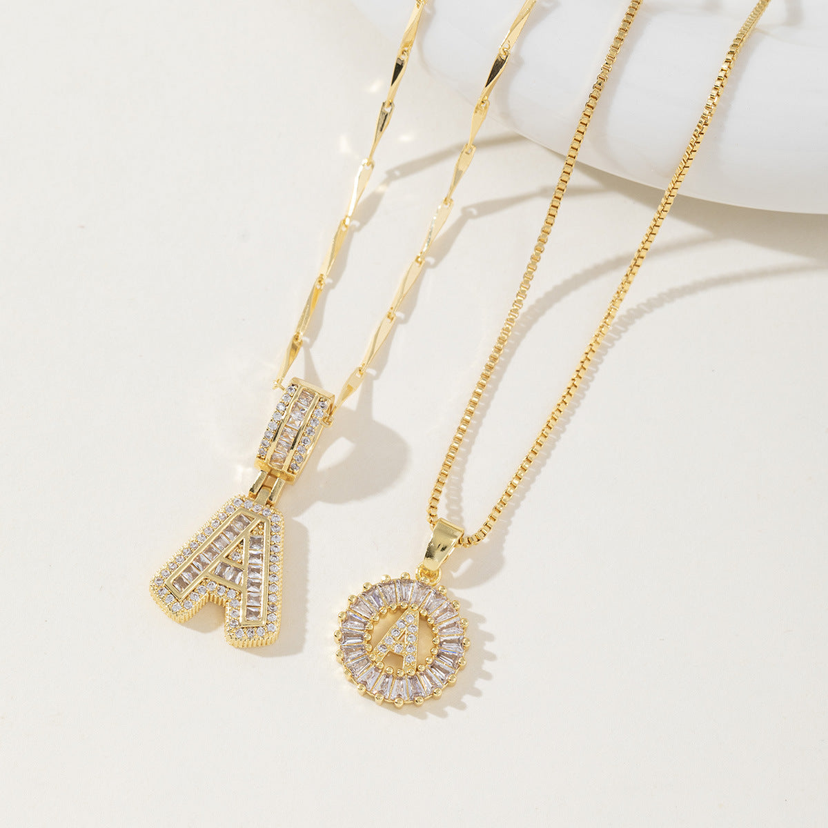 AISHAâ„¢ - Elegant 2-Pack Initial Letter Pendant Necklaces