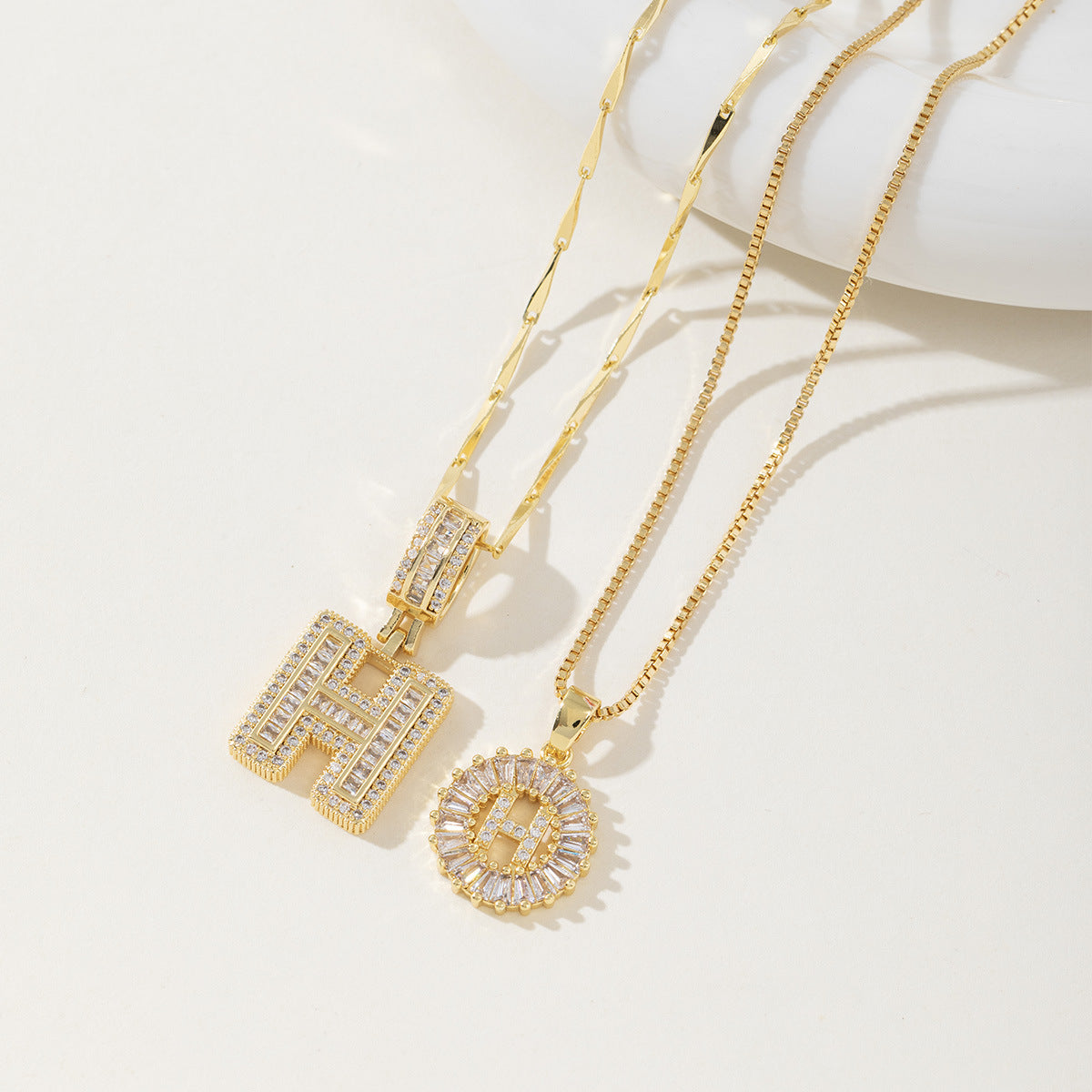 AISHAâ„¢ - Elegant 2-Pack Initial Letter Pendant Necklaces