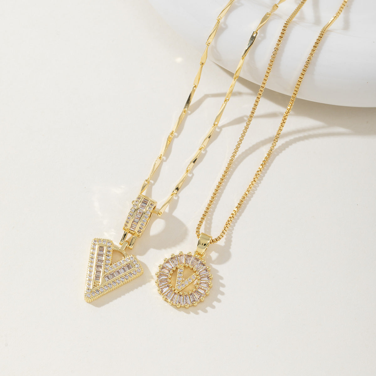 AISHAâ„¢ - Elegant 2-Pack Initial Letter Pendant Necklaces