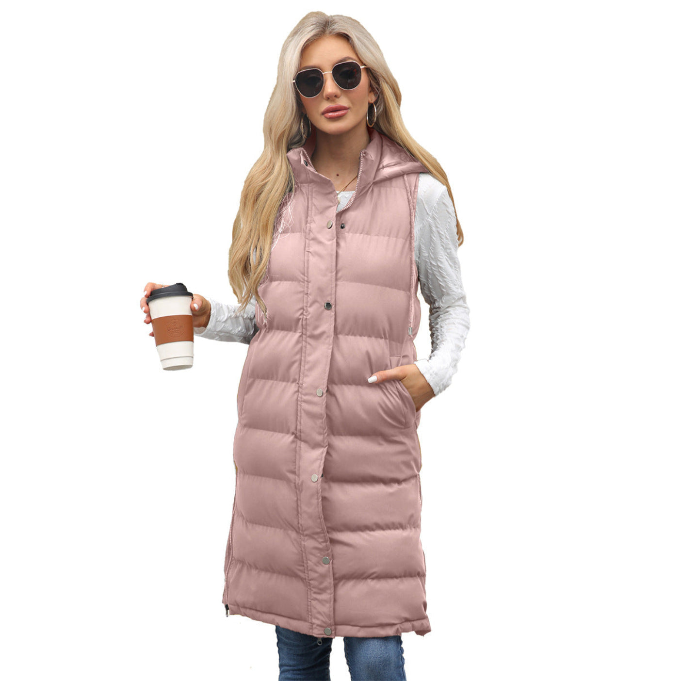 KUTSARAâ„¢ - Casual Sleeveless Hooded Long Vest