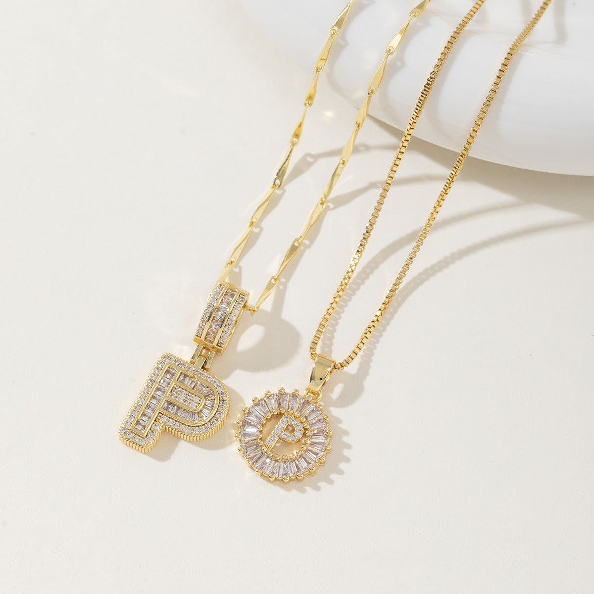 AISHAâ„¢ - Elegant 2-Pack Initial Letter Pendant Necklaces