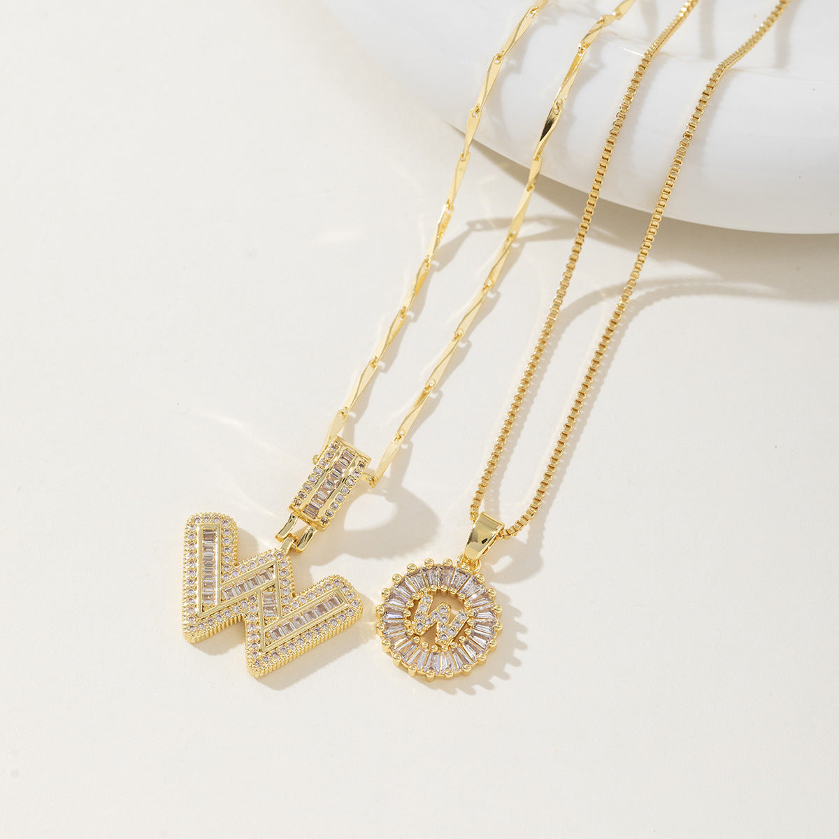 AISHAâ„¢ - Elegant 2-Pack Initial Letter Pendant Necklaces